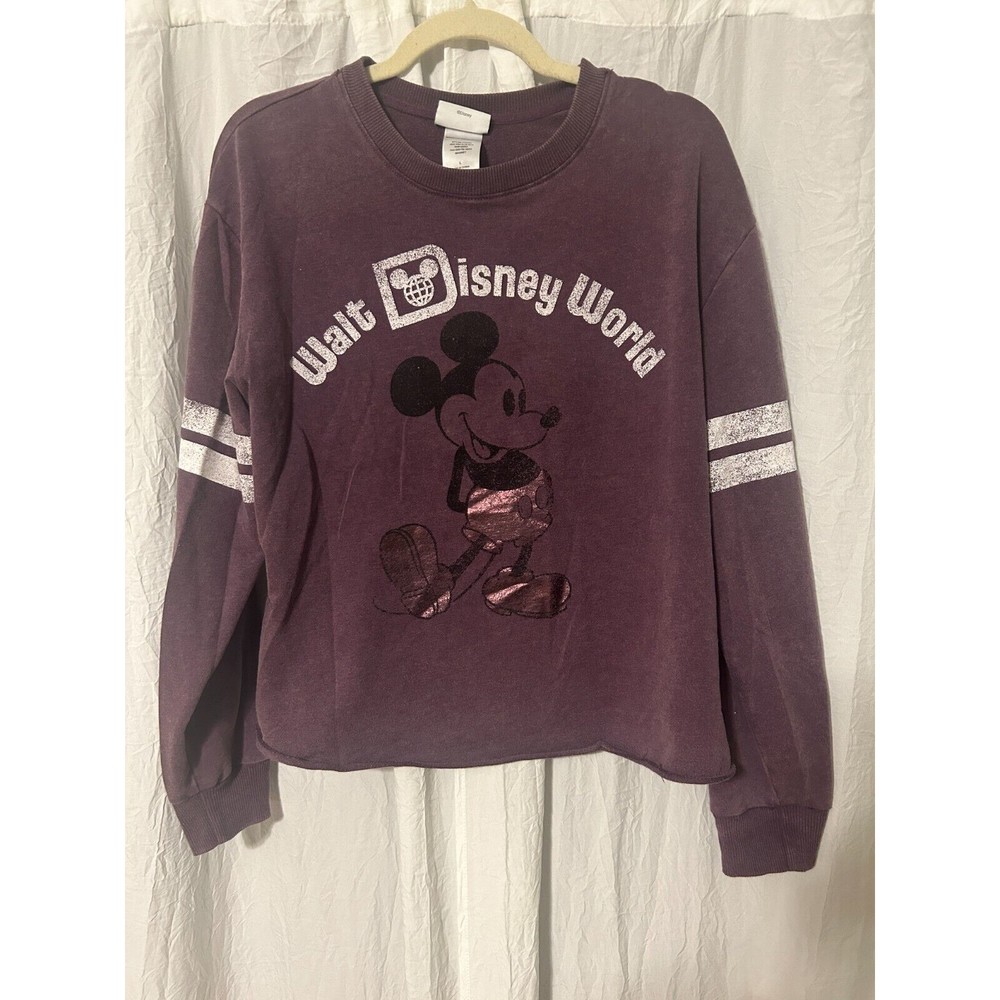 Walt Disney World Metallic Mickey Mouse Lightweight cropped Jersey Large Women
